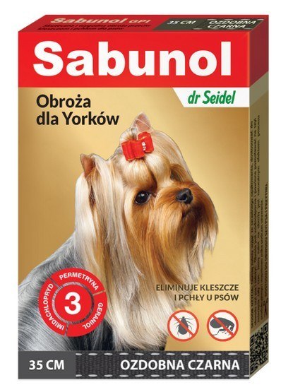 Sabunol GPI Obroża przeciw pchłom dla yorka ozdobna czarna 35cm Sabunol GPI Obroża przeciw pchłom dla yorka ozdobna czarna 35cm