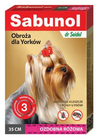 Sabunol GPI Obroża przeciw pchłom dla yorka ozdobna różowa 35cm Sabunol GPI Obroża przeciw pchłom dla yorka ozdobna różowa 35cm