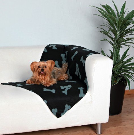 Trixie Koc 100x70cm Czarny w beżowe łapki [37192]