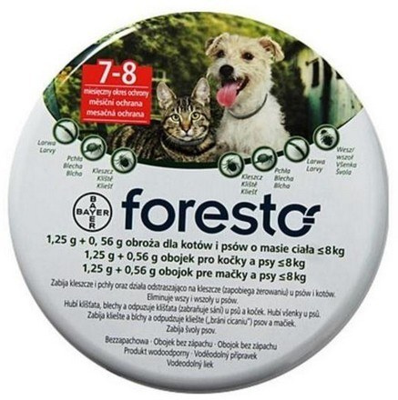 Bayer Foresto Obroża 1,25g + 0,56g dla kotów i małych psów Bayer Foresto Obroża 1,25g + 0,56g dla kotów i małych psów