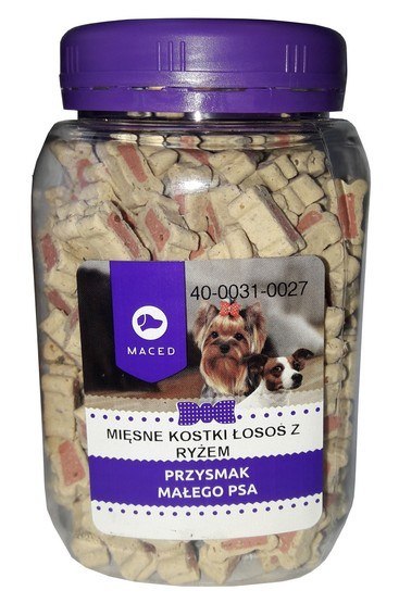 Maced Sport Up! Mięsne kostki z łososiem i ryżem słoik 300g Maced Sport Up! Mięsne kostki z łososiem i ryżem słoik 300g