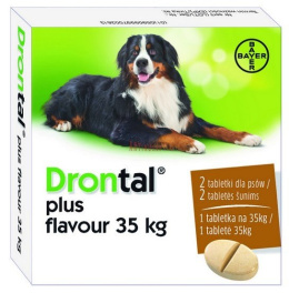 Bayer Drontal Plus Flavour dla psów 35kg 2tabl. - środek przeciwpasożytniczy