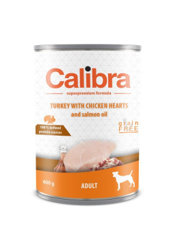 Calibra Adult Grain Free - Indyk z sercami z kurczaka z olejem łososiowym 400g