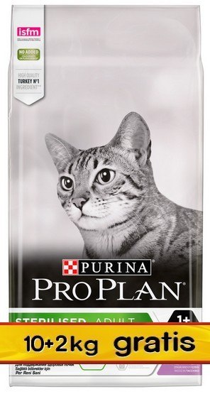 Purina Pro Plan Cat Sterilised Optirenal Turkey 12kg (10+2kg gratis)