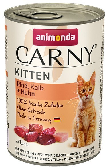 Animonda Carny Kitten Wołowina, Cielęcina + Kurczak puszka 400g Animonda Carny Kitten Wołowina, Cielęcina + Kurczak puszka 400g