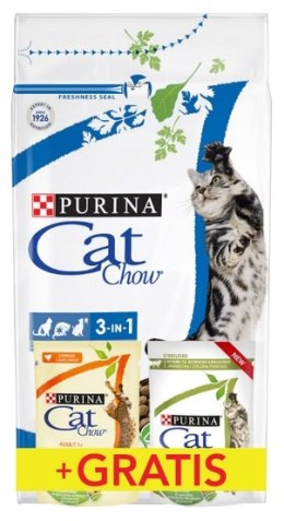 Purina Cat Chow 3in1 z indykiem 1,5kg + saszetki 2x85g gratis