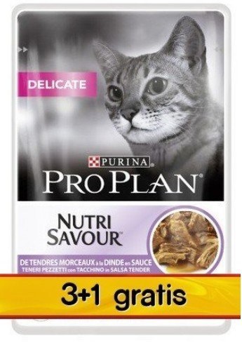 Purina Pro Plan Cat Delicate indyk saszetka 4x85g 3+1 gratis Purina Pro Plan Cat Delicate indyk saszetka 4x85g 3+1 gratis