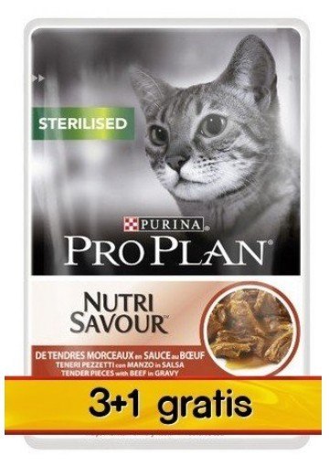 Purina Pro Plan Cat Sterilised wołowina saszetka 4x85g 3+1 gratis Purina Pro Plan Cat Sterilised wołowina saszetka 4x85g 3+1 gratis