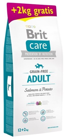 Brit Care Grain Free Adult Salmon & Potato 14kg (12+2kg gratis)