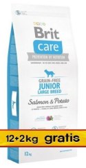 Brit Care Grain Free Junior Large Salmon & Potato 14kg (12+2kg gratis)