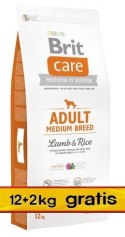 Brit Care New Adult Medium Breed Lamb & Rice 14kg (12+2kg gratis)
