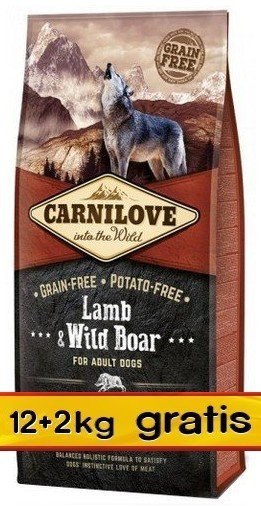 Carnilove Dog Lamb & Wild Boar Adult - jagnię i dzik 14kg (12+2kg gratis)
