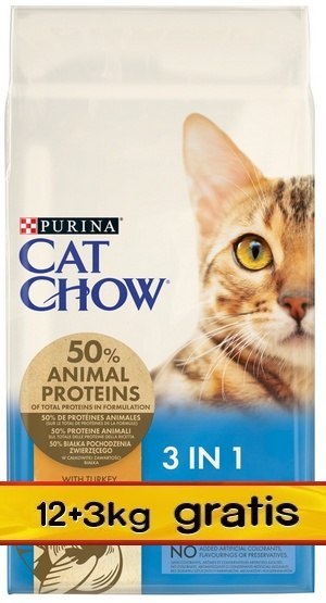 Purina Cat Chow 3in1 z indykiem 15kg (12+3kg gratis) Purina Cat Chow 3in1 z indykiem 15kg (12+3kg gratis)