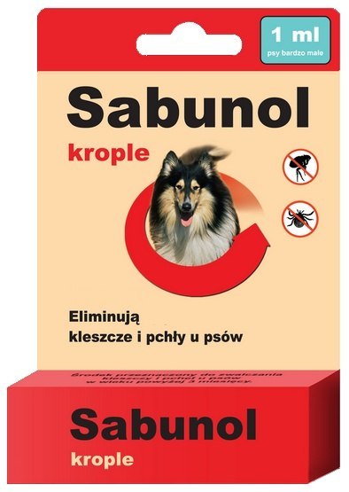 Sabunol Krople przeciw pchłom i kleszczom dla psa 1ml Sabunol Krople przeciw pchłom i kleszczom dla psa 1ml
