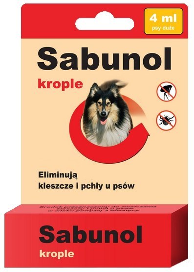 Sabunol Krople przeciw pchłom i kleszczom dla psa 4ml Sabunol Krople przeciw pchłom i kleszczom dla psa 4ml