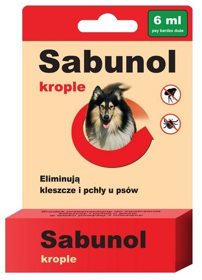 Sabunol Krople przeciw pchłom i kleszczom dla psa 6ml Sabunol Krople przeciw pchłom i kleszczom dla psa 6ml
