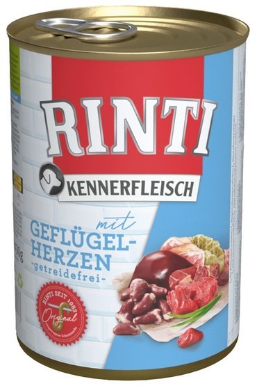 Rinti Kennerfleisch Geflugelherzen pies - serca drobiowe puszka 400g Rinti Kennerfleisch Geflugelherzen pies - serca drobiowe puszka 400g