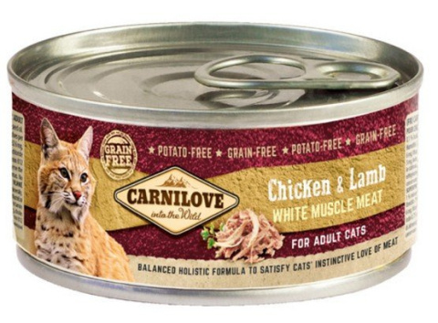 Carnilove Cat Chicken & Lamb - kurczak i jagnięcina puszka 12x100g Carnilove Cat Chicken & Lamb - kurczak i jagnięcina puszka 12x100g