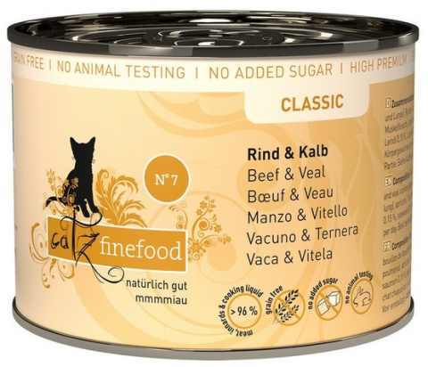 Catz Finefood Classic N.07 Wołowina i cielęcina puszka 6x200g Catz Finefood Classic N.07 Wołowina i cielęcina puszka 6x200g