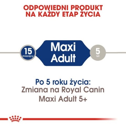 Royal Canin Maxi Adult karma sucha dla psów dorosłych, do 5 roku życia, ras dużych 18kg (15+3kg) Royal Canin Maxi Adult karma sucha dla psów dorosłych, do 5 roku życia, ras dużych 18kg (15+3kg)