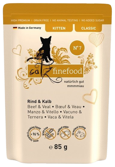 Catz Finefood Classic Kitten N.07 Wołowina i cielęcina saszetka 16x85g Catz Finefood Classic Kitten N.07 Wołowina i cielęcina saszetka 16x85g