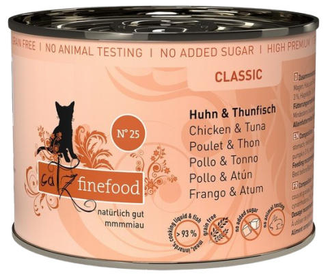 Catz Finefood Classic N.25 Kurczak i Tuńczyk puszka 6x200g Catz Finefood Classic N.25 Kurczak i Tuńczyk puszka 6x200g