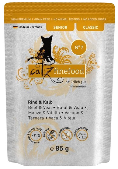 Catz Finefood Classic Senior N.07 Wołowina i cielęcina saszetka 16x85g Catz Finefood Classic Senior N.07 Wołowina i cielęcina saszetka 16x85g