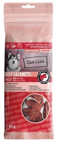 Chewies Beef Salametti Midi wołowina z sercami 80g Chewies Beef Salametti Midi wołowina z sercami 80g