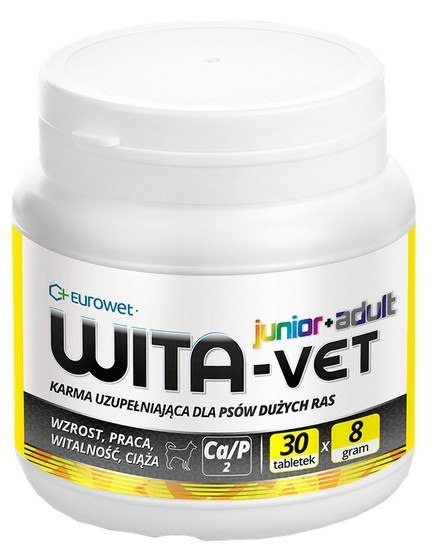 Wita-Vet Complex 8g - preparat mineralno-witaminowy dla suk i szczeniąt ras dużych 30tabl Wita-Vet Complex 8g - preparat mineralno-witaminowy dla suk i szczeniąt ras dużych 30tabl