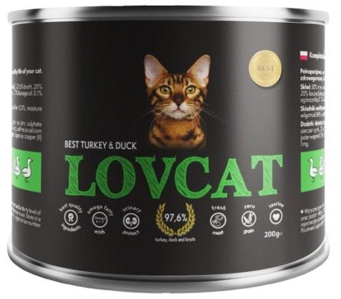 Lovcat Best Turkey & Duck puszka 6x200g Lovcat Best Turkey & Duck puszka 6x200g