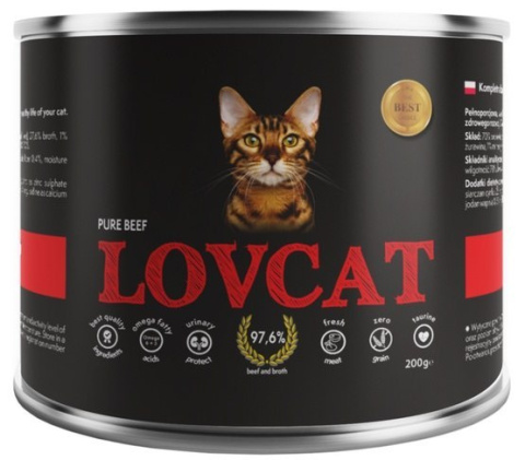 Lovcat Pure Beef puszka 6x200g Lovcat Pure Beef puszka 6x200g