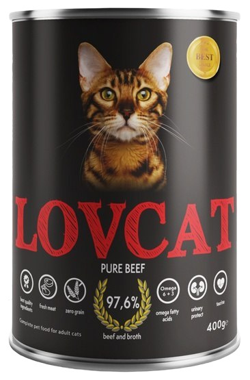 Lovcat Pure Beef puszka 6x400g Lovcat Pure Beef puszka 6x400g