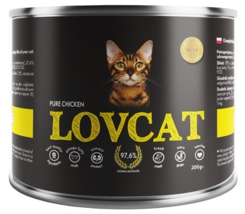 Lovcat Pure Chicken puszka 6x200g Lovcat Pure Chicken puszka 6x200g