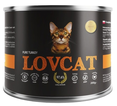 Lovcat Pure Turkey puszka 6x200g Lovcat Pure Turkey puszka 6x200g