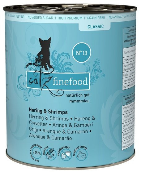 Catz Finefood Classic N.13 Śledź i Krewetki puszka 6x800g Catz Finefood Classic N.13 Śledź i Krewetki puszka 6x800g