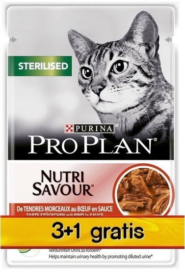 Purina Pro Plan Cat Sterilised wołowina saszetka 4x85g 3+1 gratis Purina Pro Plan Cat Sterilised wołowina saszetka 4x85g 3+1 gratis