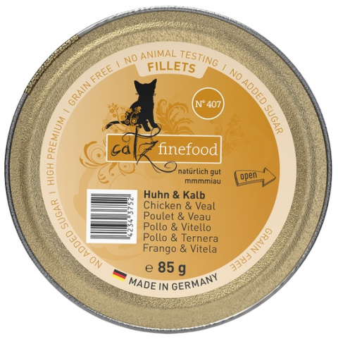Catz Finefood Filety N.407 Kurczak/Cielęcina tacka 12x85g Catz Finefood Filety N.407 Kurczak/Cielęcina tacka 12x85g
