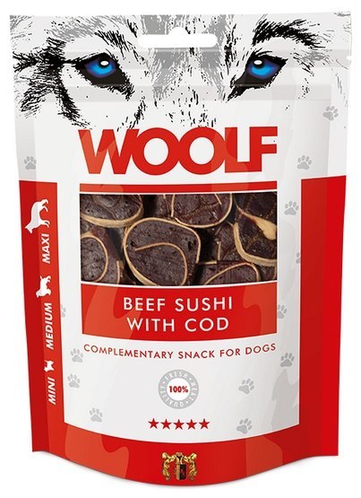 Woolf Beef Sushi With Cod 100g Woolf Beef Sushi With Cod 100g