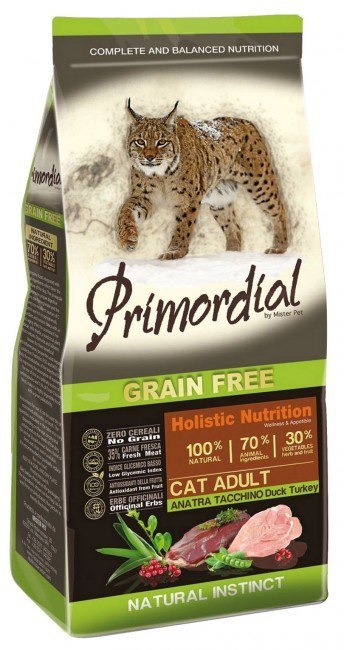 PROMOCJA 400g + 400g Primordial Cat Grain Free Adult Duck & Turkey [termin ważności: 03.07.2025]