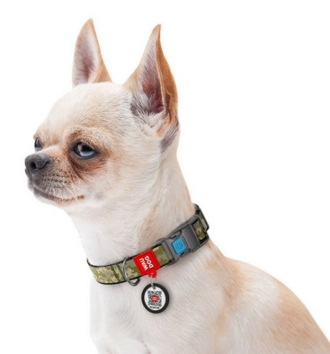 Collar WauDog Nylon Obroża nylonowa z QR-paszportem, plastikowy fastex, wzór MILITARY, M 20mm/28-40cm