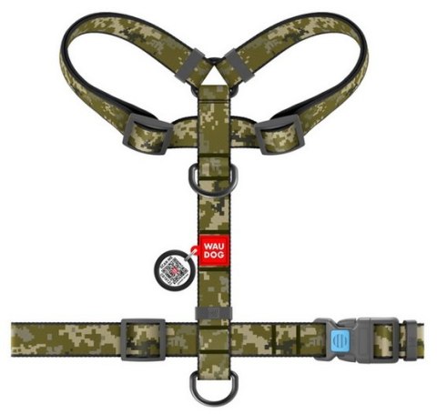 Collar WauDog Nylon Szelki nylonowe anatomiczne w kształcie litery H, z QR-paszportem, plastikowy fastex, wzór MILITARY, rozmiar Collar WauDog Nylon Szelki nylonowe anatomiczne w kształcie litery H, z QR-paszportem, plastikowy fastex, wzór MILITARY, rozmiar