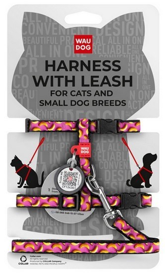 Collar WauDog Nylon Szelki se smyczą nylonowe anatomiczne w kształcie litery H, z QR-paszportem, plastikowy fastex, wzór BANANY Collar WauDog Nylon Szelki se smyczą nylonowe anatomiczne w kształcie litery H, z QR-paszportem, plastikowy fastex, wzór BANANY