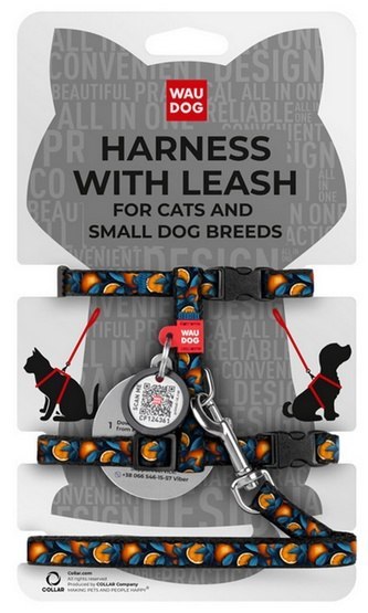 Collar WauDog Nylon Szelki se smyczą nylonowe anatomiczne w kształcie litery H, z QR-paszportem, plastikowy fastex, wzór POMARAŃ Collar WauDog Nylon Szelki se smyczą nylonowe anatomiczne w kształcie litery H, z QR-paszportem, plastikowy fastex, wzór POMARAŃ