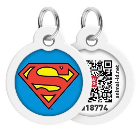 Collar WauDog Smart ID Zawieszka z QR-paszportem okrągła 3cm superman bohater Collar WauDog Smart ID Zawieszka z QR-paszportem okrągła 3cm superman bohater