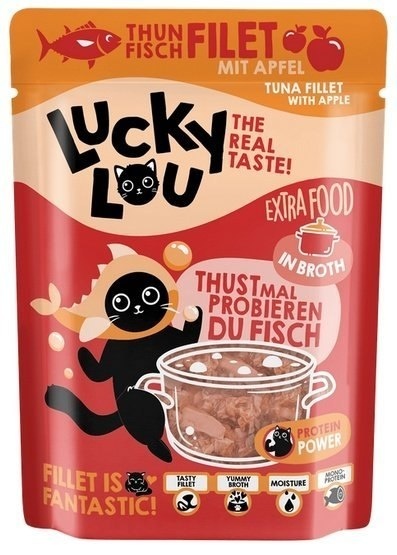 Lucky Lou Extrafood Tuńczyk i jabłko w bulionie saszetka 12x70g Lucky Lou Extrafood Tuńczyk i jabłko w bulionie saszetka 12x70g