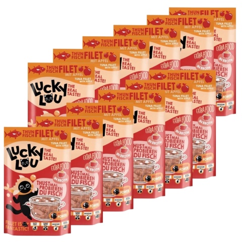 Lucky Lou Extrafood Tuńczyk i jabłko w bulionie saszetka 12x70g Lucky Lou Extrafood Tuńczyk i jabłko w bulionie saszetka 12x70g