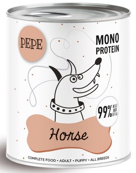 Paka Zwierzaka PEPE Horse (koń) puszka 800g Paka Zwierzaka PEPE Horse (koń) puszka 800g