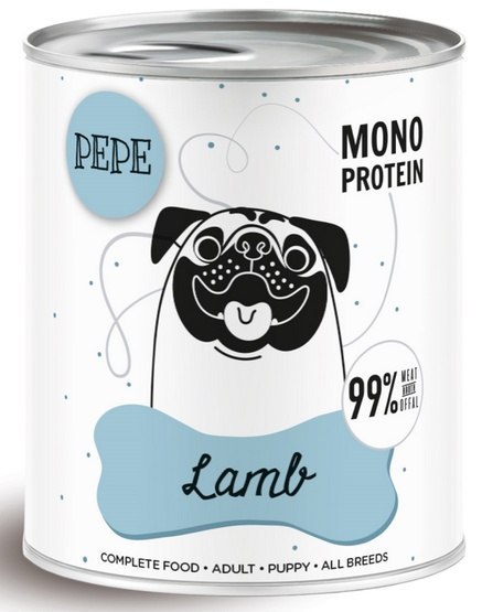 Paka Zwierzaka PEPE Lamb (jagnięcina) puszka 800g Paka Zwierzaka PEPE Lamb (jagnięcina) puszka 800g