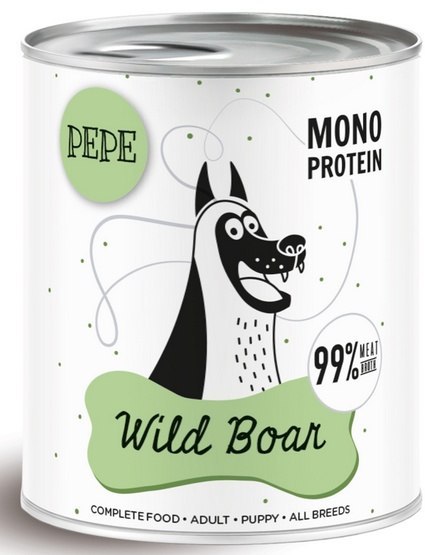 Paka Zwierzaka PEPE Wild Boar (dzik) puszka 800g Paka Zwierzaka PEPE Wild Boar (dzik) puszka 800g