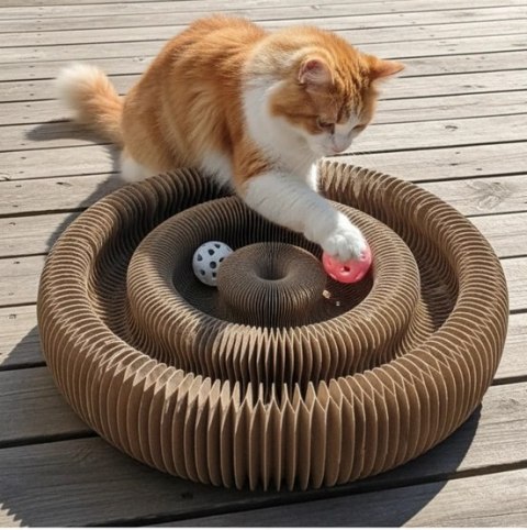 Zolux Chatouille Drapka tekturowa składana podwójna z piłkami i kocimiętką